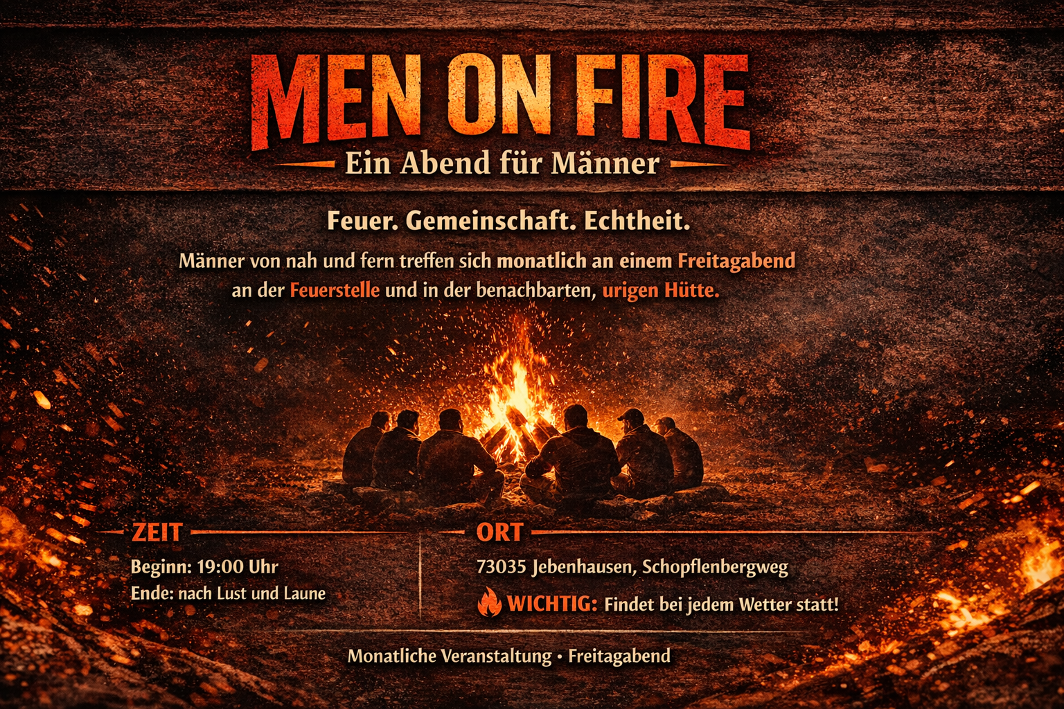 men on fire Feuerstelle Quer